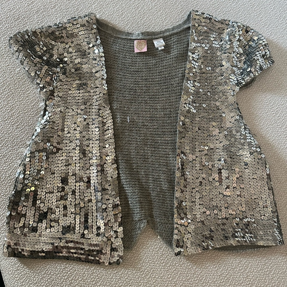 Womens silver and knit embellished shrug